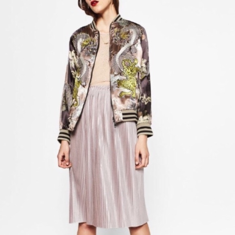 Zara Metallic Pleated Skirt